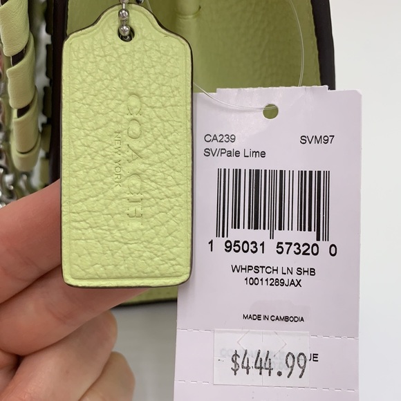 COACH NWT Lane Shoulder Bag With Whipstitch COLOR:
Silver/Pale Lime - Picture 16 of 16